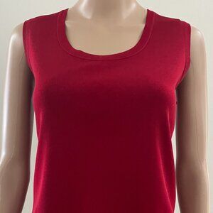 Ming Wang Sweater Blouse/Shell Women Size Petite Medium Knit Sleeveless Red